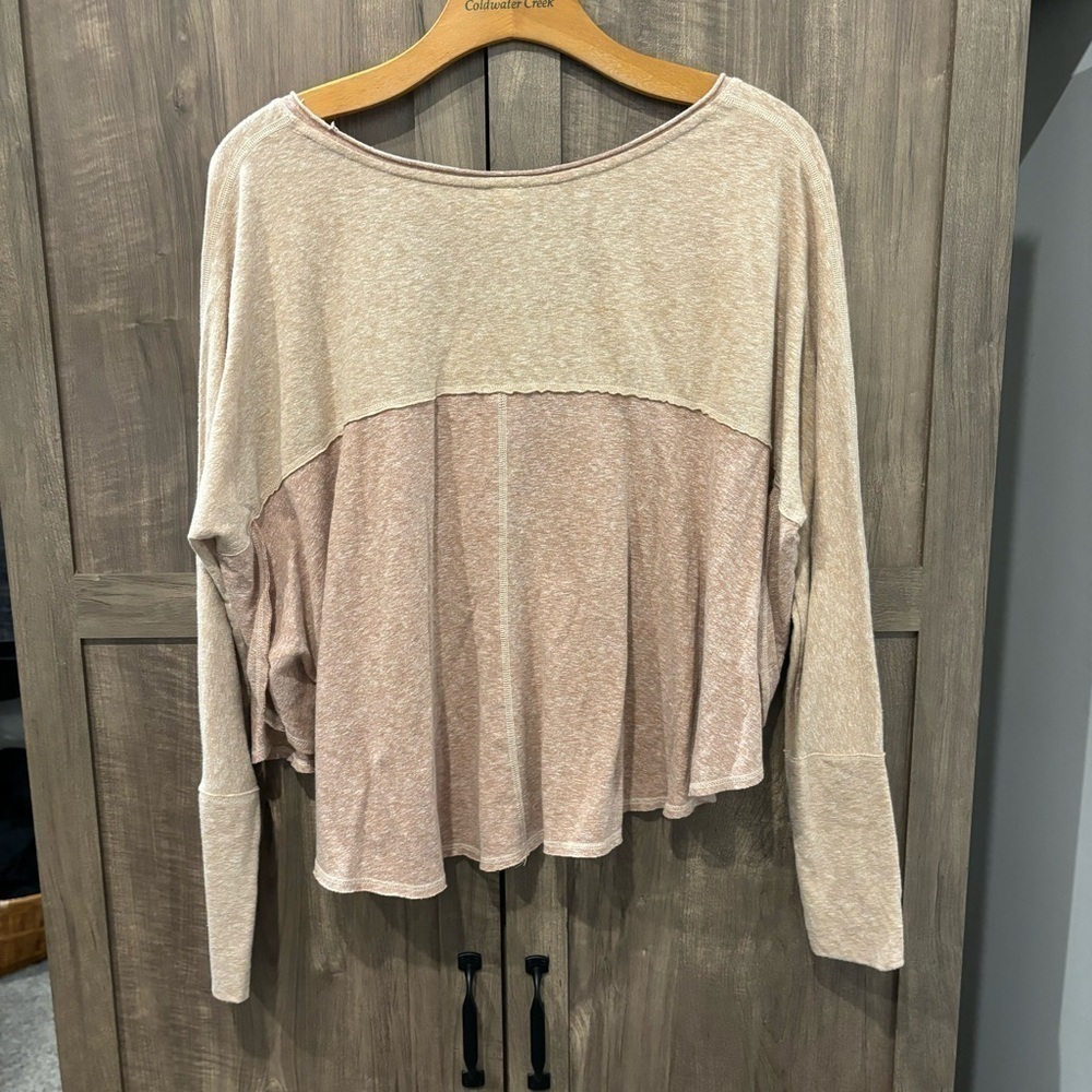 Free People XS Cloud Nine Slouchy Oversized Long Sleeve Top Sunset Haze Pink - Picture 3 of 11